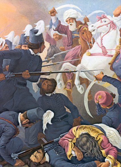 Οι Ιερολοχίτες μάχονται στο Δραγατσάνι. Σύνθεση του Peter Von Hess, Αθήνα, Μουσείο Μπενάκη